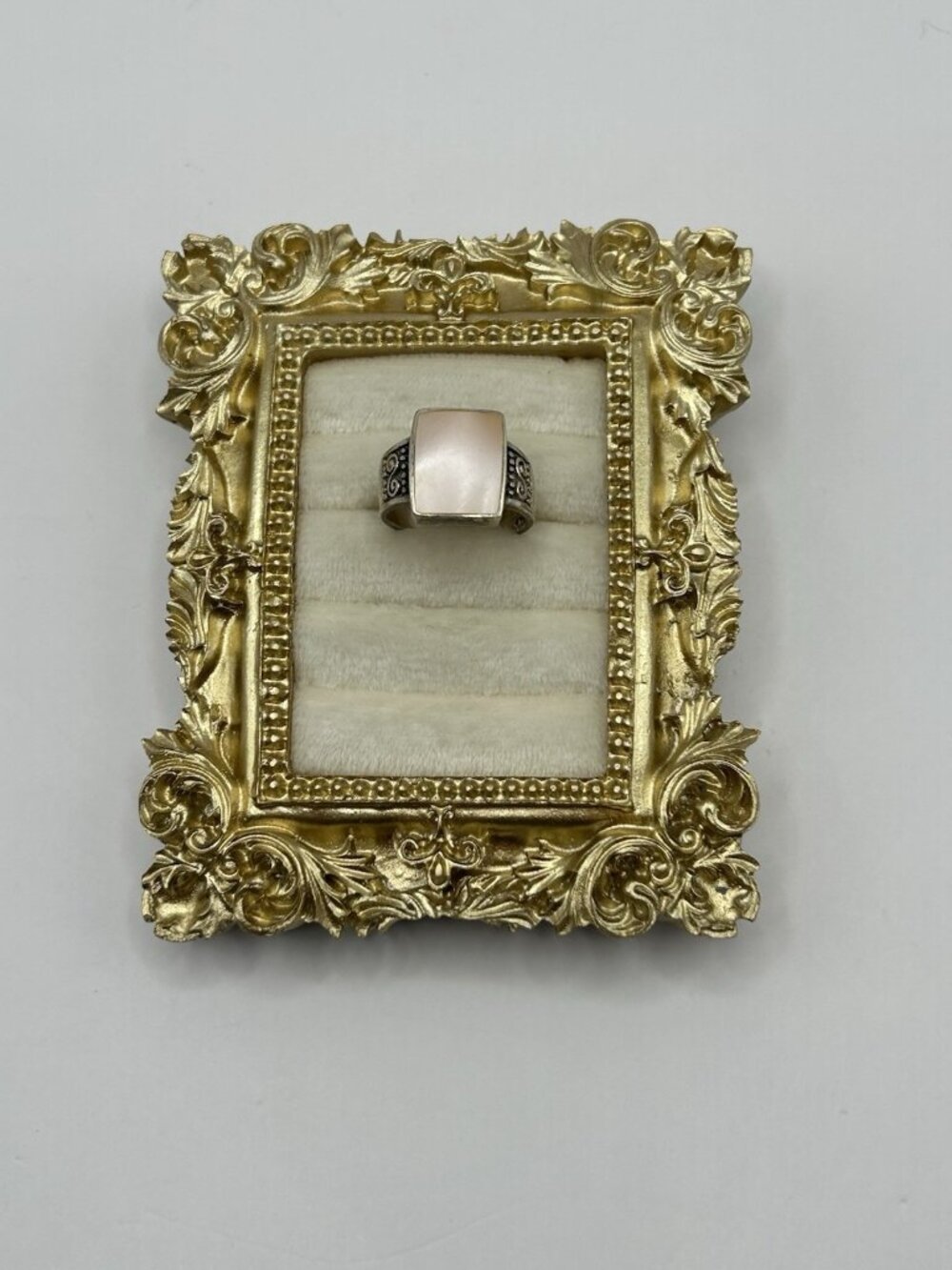 Sterling Silver Size 7 Ring Pink Square Shell Inlay Statement Artisan Boho 925 - Picture 2 of 14